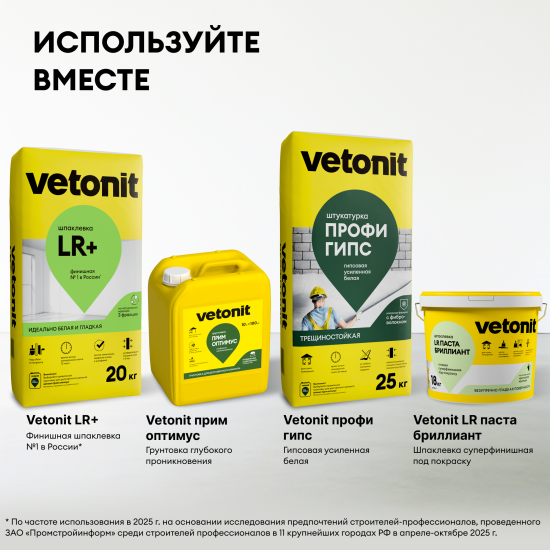 Штукатурка гипсовая Vetonit ПРОФИ ГИПС 25кг