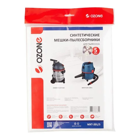 Мешок для пылесоса Ozone (MXT-201/5) 15 л синтетическая ткань (5 шт.)