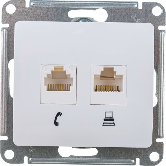 Двухместный механизм розетки Systeme Electric Glossa