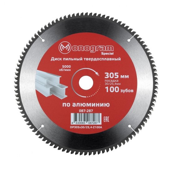 Диск пильный по алюминию Monogram Special 305х30/25,4х2,2 мм 100 зубьев (087-287)