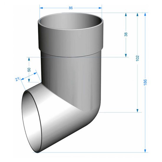 Колено стока Docke Premium пластиковое d85 мм графитовый серый RAL 7024