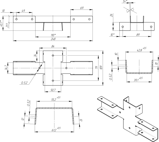 Кронштейн для забора Grand Line 55x39 мм сталь RAL 6005 зеленый