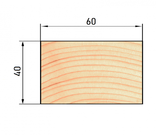 Декоративный брусок сращенный 40x60x2200 мм хвоя сорт Экстра прямой с фаской угла