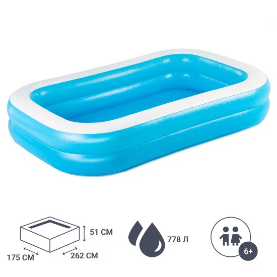 Бассейн надувной прямоугольный детский Bestway 54006 BW 262x175x51 см 778 л
