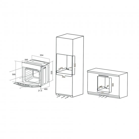 Электрический духовой шкаф ORE VA60B 59.5x59.5x46 см цвет чёрный