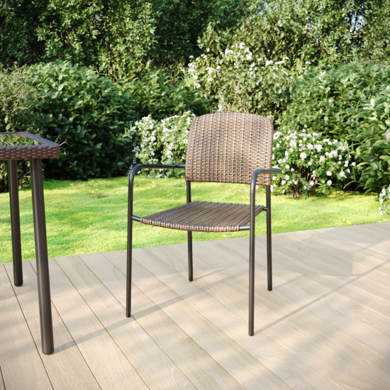 Кресло садовое Zena Fix 55x84.5x60 см, искусственный ротанг, цвет тёмно-коричневый