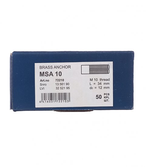 Анкер Sormat MSA для бетона 10х34 мм латунный (50 шт.)