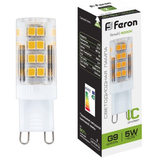 Светодиодная лампа FERON LB-432 G9 5W 4000K