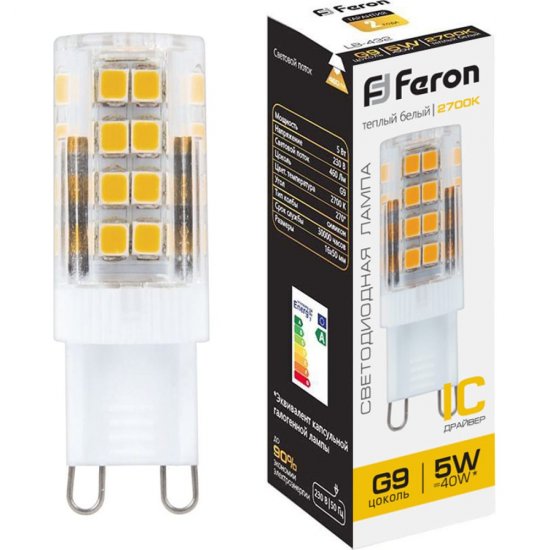 Светодиодная лампа FERON LB-432 5W 230V G9 2700K