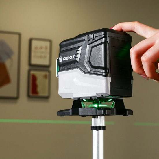 Уровень лазерный Deko LL12-HVR зеленый луч, штатив, 20 м