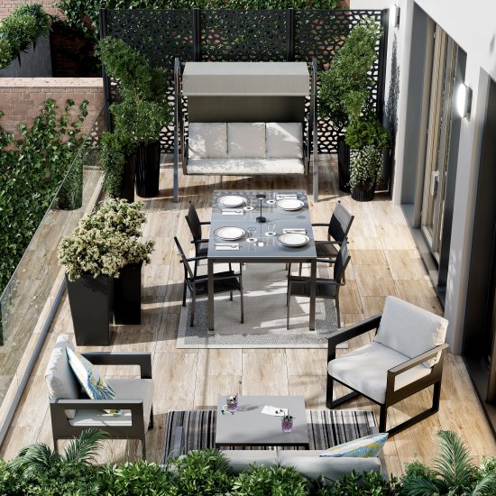 Садовый стол раздвижной Naterial Odyssea II 180/240x100x76 см алюминий/стекло антрацит