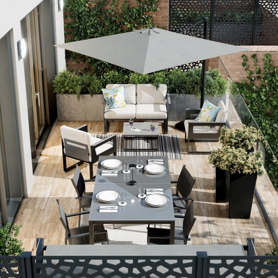 Садовый стол раздвижной Naterial Odyssea II 180/240x100x76 см алюминий/стекло антрацит