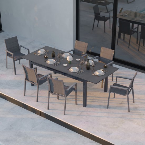 Садовый стол раздвижной Naterial Odyssea II 180/240x100x76 см алюминий/стекло антрацит