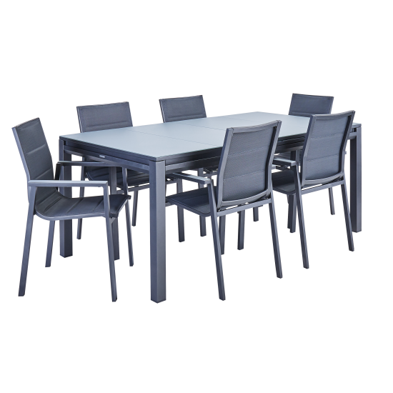 Садовый стол раздвижной Naterial Odyssea II 180/240x100x76 см алюминий/стекло антрацит