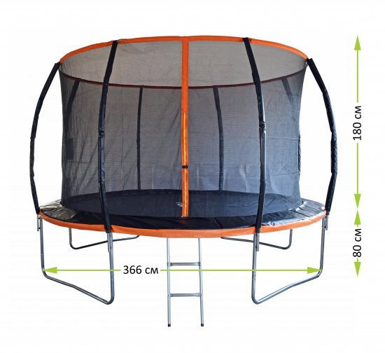 Батут с защитной сеткой ø366 см до 150 кг