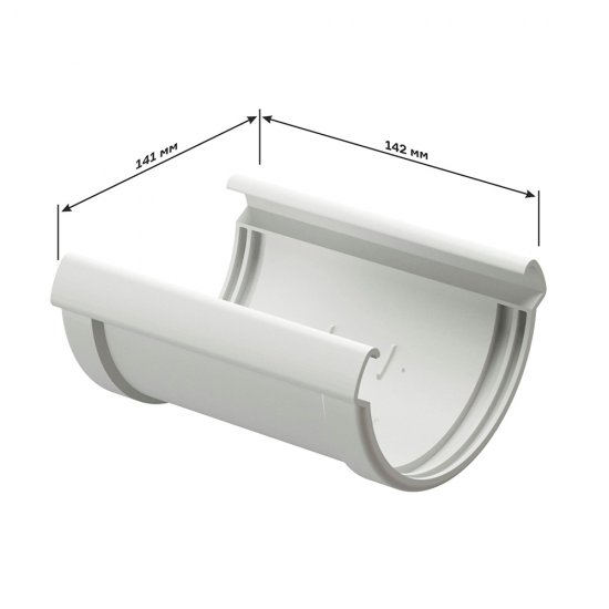 Соединение желоба Docke Lux пластиковое d140 мм пломбир RAL 9003