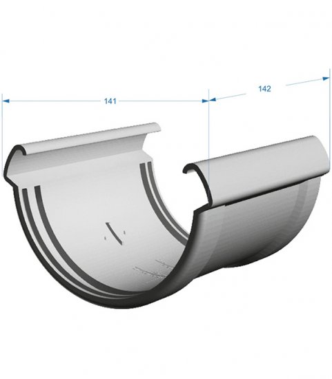 Соединение желоба Docke Lux пластиковое d140 мм пломбир RAL 9003