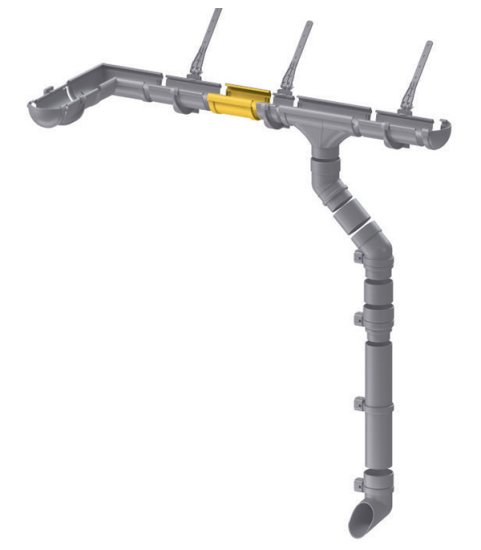 Соединение желоба Docke Lux пластиковое d140 мм пломбир RAL 9003