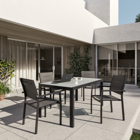 Стол садовый прямоугольный Naterial Lyra II 160x90x74 см алюминий/стекло