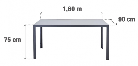 Стол садовый прямоугольный Naterial Lyra II 160x90x74 см алюминий/стекло