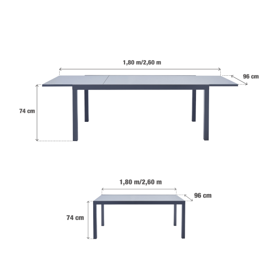 Стол садовый раздвижной Naterial Lyra II 180x260x96 см алюминий/стекло
