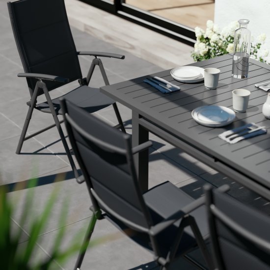 Кресло садовое Naterial Orion II 62x106x57 см алюминий/текстилен антрацит