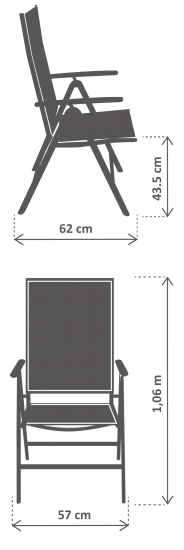 Кресло садовое Naterial Orion II 62x106x57 см алюминий/текстилен антрацит