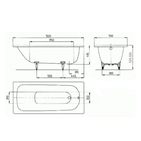 Ванна стальная Kaldewei Saniform Plus 150х70 см без ножек (111600010001)