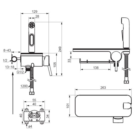 Смеситель с гигиеническим душем встраиваемый Damixa Jupiter со скрытой частью в комплекте белый (773500200)