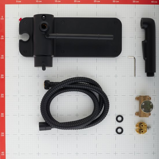 Смеситель с гигиеническим душем встраиваемый Damixa Origin Bit со скрытой частью в комплекте черный (773500301)