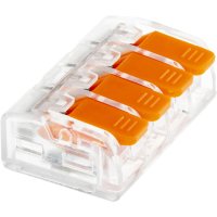 Клемма на 4 провода Duwi СМК 223-414 0,5-4 кв.мм с рычажками без пасты (20 шт.) (26727 0)