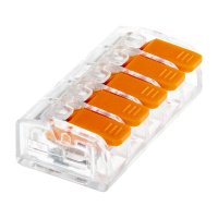 Клемма на 5 проводов Duwi СМК 223-415 0,5-4 кв.мм с рычажками без пасты (50 шт.) (26748 5)