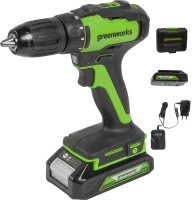 Дрель-шуруповерт аккумуляторная бесщеточная Greenworks GD24DD35 3704007UA, 24 В Li-Ion 2 Ач