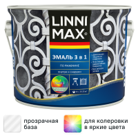 Грунт-эмаль по ржавчине 3 в 1 Linnimax цвет белый полуматовый база Б1 2.5 л