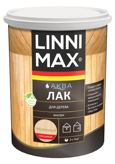 Лак для дерева Linnimax глянцевый прозрачный 0.9 л