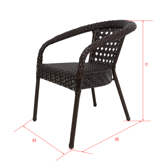 Кресло Deco 70x80x65 см искусственный ротанг цвет темно-коричневый