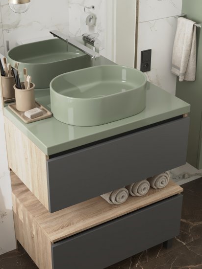 Столешница в ванную Scandi SC60O 60x47 см литьевой мрамор цвет оливковый