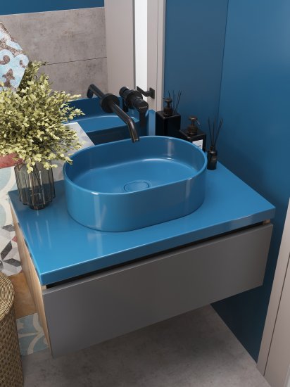 Столешница в ванную Scandi SC60SO 60x47 см литьевой мрамор цвет синий океан