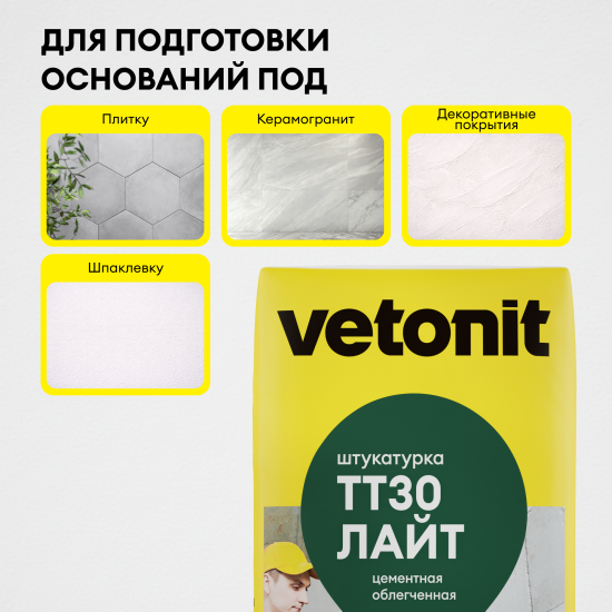 Штукатурка цементная Vetonit TT30 light 25 кг