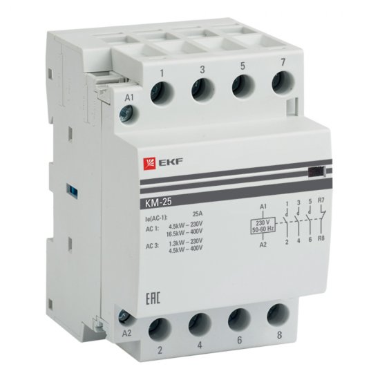 Контактор модульный EKF PROxima (km-3-25-31) 230-400 В 25 А тип AC 4Р