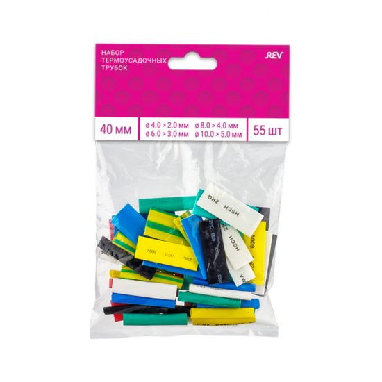 Трубка термоусадочная Duwi ТУТ 4/2-10/5 мм 100 мм 6 цветов (55 шт.)