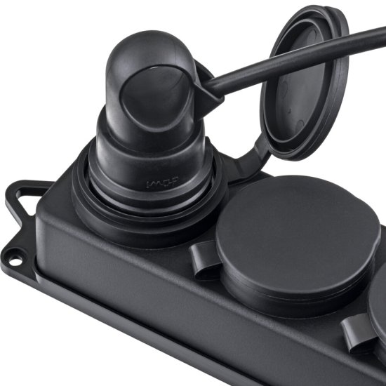 Вилка штепсельная Düwi с заземлением IP44 угловая черная