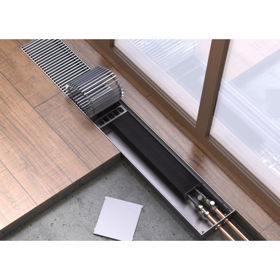 Конвектор внутрипольный КЗТО Бриз с 1 теплообменником 1000х260х100 мм боковое подключение