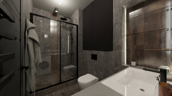 Душевая дверь в нишу Март Квадро 195x120 см черный профиль прозрачное стекло раздвижная