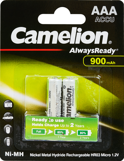 Аккумулятор Camelion Always Ready NH-AAA900ARBP2 Ni-Mh HR03 AAA 900 мАч 1.2В 2 шт.