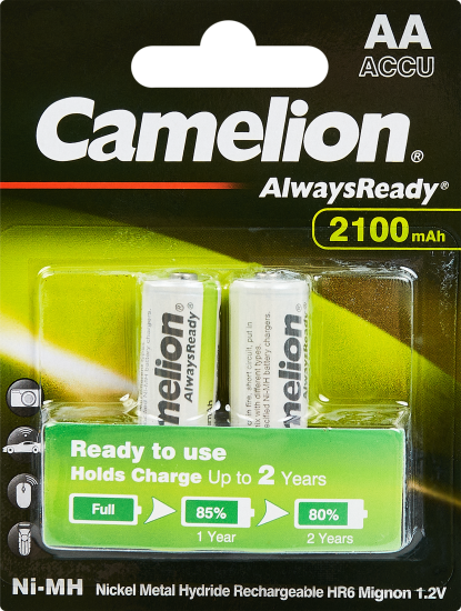 Аккумулятор Camelion Always Ready NH-AA2100ARBP2 Ni-Mh HR6 AA 2100 мАч 1.2В 2 шт.