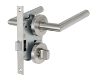 Комплект дверных ручек на розетке Edson WC1R4ST с запиранием цвет нержавеющая сталь