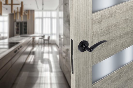 Комплект дверных ручек на розетке Edson E 015-S цвет черный