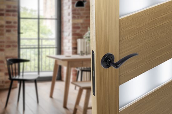 Комплект дверных ручек на розетке Edson E 015-S цвет черный