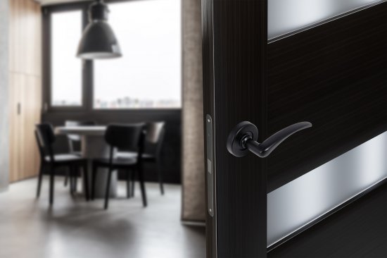 Комплект дверных ручек на розетке Edson E 015-S цвет черный